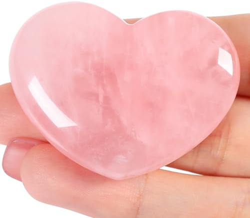 MAIBAOTA 4.6cm Healing Crystals Heart Gemstone Natural Reiki Quartz Love Crystal Decoration Bag Meditation Happiness Palm Worry Stone