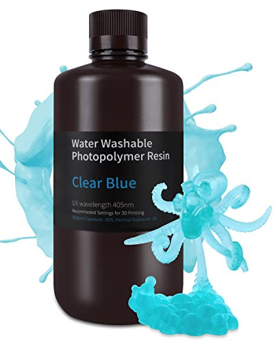 ELEGOO Resine Lavable à l'Eau pour Imprimante 3D 1000g Bleu Clair, 405nm Durcissement UV Rapid Résine pour LCD Impression 3d Printer