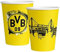 Amscan 9908526-66 - Becher BVB, 8 Stück, Füllvolumen 250 ml, Papier, Borussia Dortmund, Pappbecher, Einweggeschirr, Fußball, Party, Fan, Geburtstag