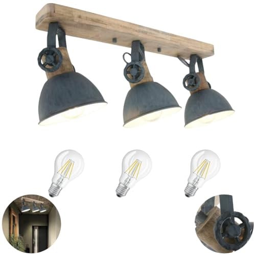 Lichthandel Hoch Deckenlampe Holz Vintage 3 Flammig grau Deckenlampe Industrial Style Industrie Lampen Deckenlampe Industrial Style Deckenlampe Wohnzimmer
