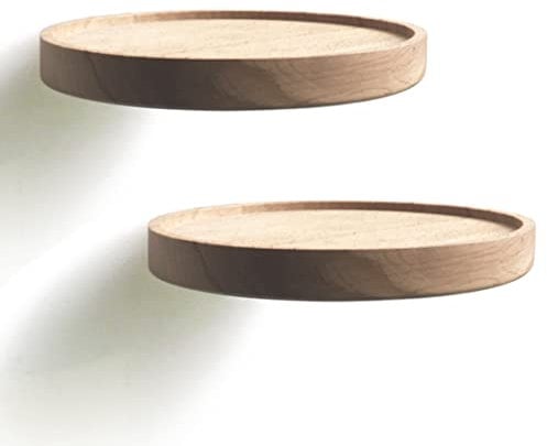 anaan Coracle Wandregal rund Schweberegal Holz Kleine Regale Wandablagen Deko Regal Pflanzenregal Holzregal Wandboard Hängeregal Wandbefestigung Wanddeko Design 2er Set (Durchmesser Ø18cm)