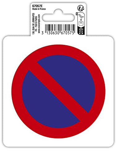 Exacompta 67057E Parkverbot Klebeschild 10x10cm Rot-Blau aus UV-beständigem PVC Hinweisschild Schilder Warnhinweis Sticker Aufkleber Türschild