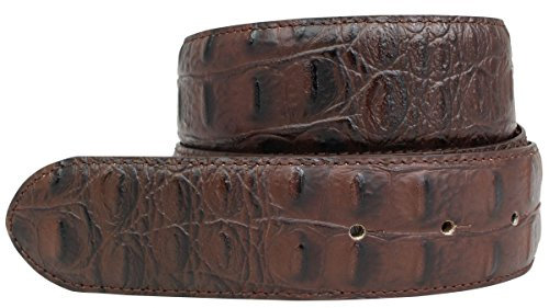 BELTINGER Gürtel mit Krokoprägung ohne Schnalle 4 cm | Leder-Gürtel für Damen Herren 40mm Kroko-Optik | Kroko-Muster | Braun 105cm