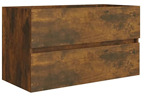 vidaXL Mueble Lavabo Armario Tocador Fregadero Lavamanos Aseo Cuarto de Baño Inodoro Ducha Bañero Madera Contrachapada Roble Ahumado 80x38,5x45cm