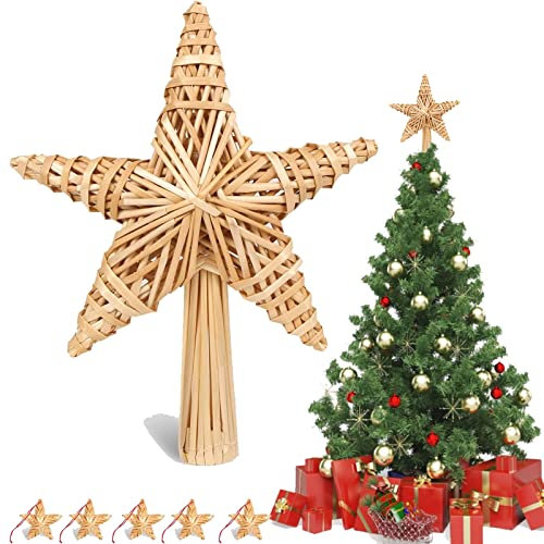 Weihnachtsbaum Stern Spitze, Weihnachtsbaumspitze Stern aus Stroh, Strohstern Christbaumspitze, Weihnachtsbaum Stern Spitze Baumspitze, Christbaumspitze als Weihnachtsbaumschmuck aus Stroh