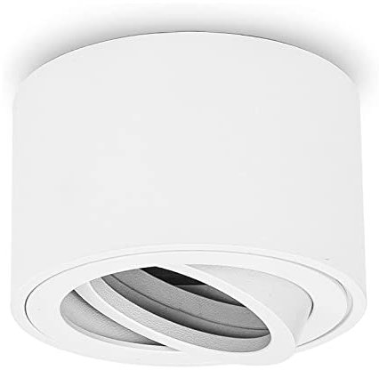 URing Aufbauspot Weiß Schwenkbar Flach, Aufbaustrahler Deckenspot Aufputz für LED Module 230V, Aufputzleuchte Rund Decken Deckenleuchte Spot Ø 80x50 mm, Aluminium Matt, Glühbirne nicht inklusive