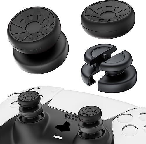 PlayRealm Lot de 2 prolongateurs de Joystick et poignée en Silicone pour Manette PS5 et PS4 (Turbo Noir)