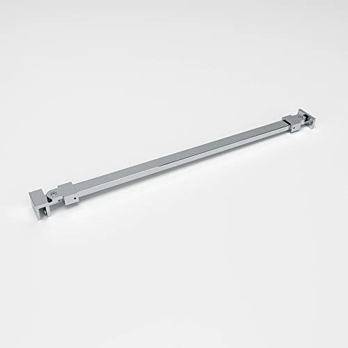 Stabilisationsbügel Stabilisationsstange verstellbar winkelbar Länge 120 cm Edelstahl Haltestange Chromoptik für Duschkabine Stabilisator Stange Eckig für Walk in Duschwand Glas Duschen für 8 mm Glas