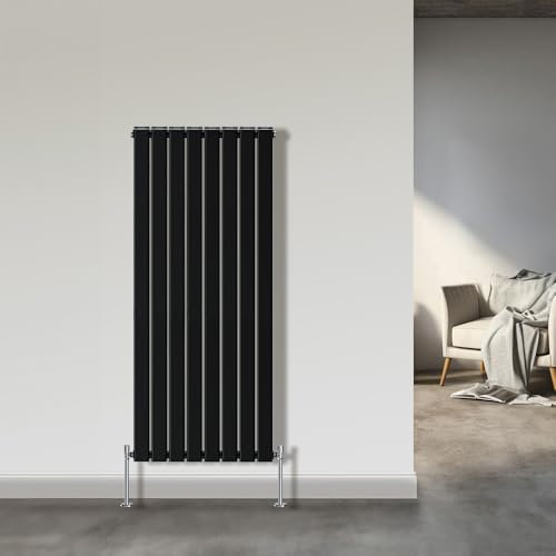 NRG 1600x544mm Double Flat Panel Designer Tall Vertical Radiator Central Heating Black