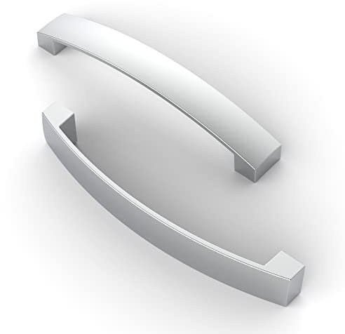 FURNIWARE 5 Pack Cabinet Handles, Hardware Drawer Pulls, Aluminum Kitchen Cabinet Door Handles Pull, Chrome-128mm(5 Inch) Hole Center