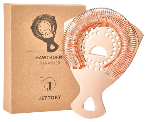 Jettory Colino Hawthorne per Cocktail | Filtro da Bar Professionale in Acciaio Inox con Molla ad Alta Densità | Colino a Specchio per Shaker Boston e Bicchieri da Miscelazione (oro rosa)