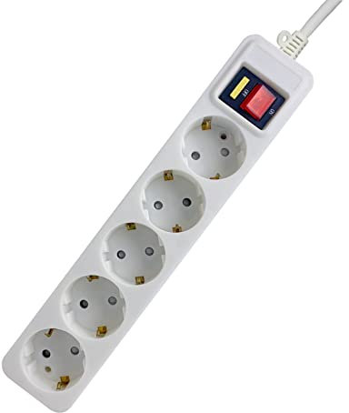 EVOELEC Steckdosenleiste mit Schalter Mehrfachsteckdose mit Überstromschutz Schalter Korrosionsbeständigkeit und hohe Temperaturbeständigkeit (5/weiß)
