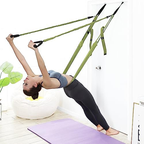 Yoga Stretching Strap, Leg Waist Back Bend Auxiliary Yoga Stretch Band, Upgraded Version with Door Anchor 2 Resistance Rope Stretch Strap Inversion Trainer for Pilates Dance Aerial Fitness