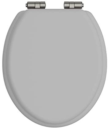 Heritage Dove Grey Toilet Seat with Soft Close Brushed Nickel Hinges