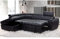 Furnishings For Less UK Corner Sofa Bed | Nevada Large Black L Shaped Black Leather | Tilting Headrest and Storage Ottoman Included (Black Leather Left Hand Facing)