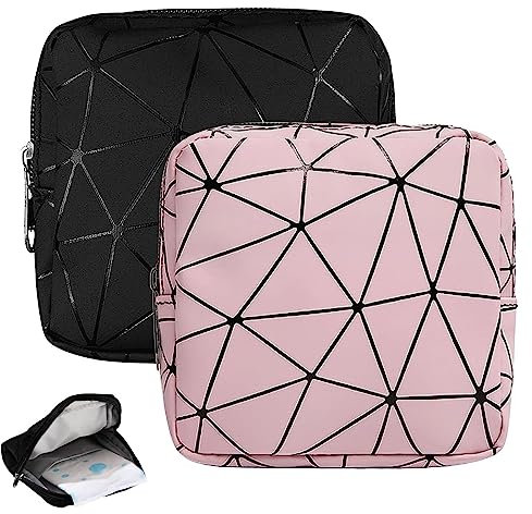 Tampon Binden Aufbewahrung, 2Pcs Menstruation Taschen, Damenbinden Aufbewahrungstasche, Tragbar Tampontasche mit Reißverschluss für Damen Damenbinde Slipeinlagen Kosmetik
