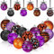 16 Stück Halloween-Kugel-Ornamente für Baum, 5,1 cm, Halloween-Baumschmuck, Kürbis, Geist, Fledermaus, Spinne, Halloween-Baum, Glitzer-Ornamente mit Pailletten für Urlaubsparty-Dekoration (Fledermaus)