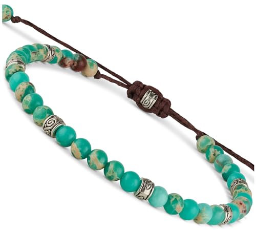 BENAVA Damen Yoga Armband Jaspis Edelstein Perlen mit Infinity Perlen Türkis | Edelstein Armband Meditation | 16-24 cm