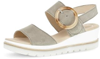 Gabor Damen Keilsandalen, Frauen Sandalen,Best Fitting,Keilsandaletten,Keilabsatz,Wedge-Heel,bequem,flach,Sommerschuhe,Schilf,42 EU / 8 UK