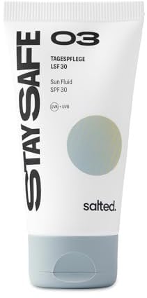 salted. Leichtes Tagesfluid LSF 30 | 50 ml | Schnell einziehend | Spendet Feuchtigkeit | Mit Niacinamid und Hyaluronsäure | Wasserfest | Gesichtscreme mit UVA und UVB-Schutz | Vegan