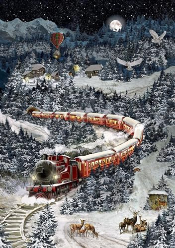 A4-Wand-Adventskalender – Weihnachtsexpress in Winterlandschaft