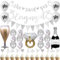 Silver Engagement Party Decorations, She Said Yes Banner, Glitter He Asked She Said Yes Cupcake Toppers, Diamond Ring Foil Balloon, Wine Bottle Foil Balloon, Mr Mrs Printed Balloons
