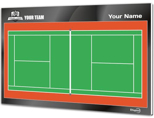 ETISPORT Taktische Badminton-Tafel. Doppelseitig, geeignet für Whiteboard-Marker. INDIVIDUALISIERT mit Farbe, Abzeichen oder Logo, Name und Club. (Large)