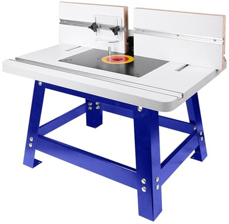 NAGU Router Table for Woodworking Router Tool Hand Trimmer with Stand and Adjustable Fence（Blue)