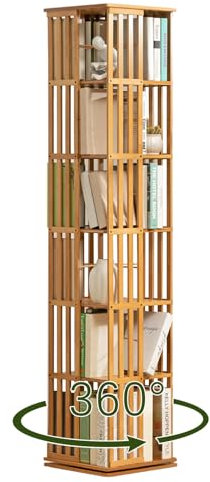 XDXINY Drehbares Bücherregal, um 360° drehbares Bücherregal, bodenstehendes Aufbewahrungsregal, das in Schlafzimmern, Wohnzimmern, Arbeitszimmern und Büros verwendet Wird (Wood, 37×37×178CM)