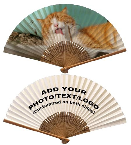 JeathFea Custom Folding Fan with Photo Text - Hand Held Fans Foldable - Decorative Folding Fans for Dancing Saloon Cosplay Wedding Party Concert - Personalized & Novelty Gifts