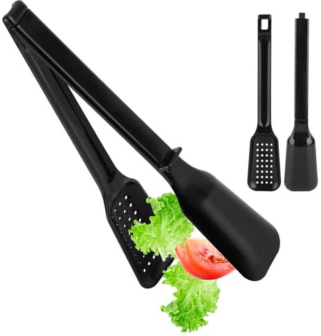 LWMTT Pinzas de Cocina Plástico, Pinzas para ensalada, Pinzas Comida Aptos para Lavavajillas Pinzas Cocina - Negro