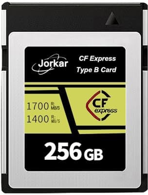Jorkar CFexpress Type B Cameras Memory Card 256GB for Nikon Z6/Z7/Z9/D6/D5/D850/D500,for Canon EOS-1DX/C300/C500/R5 R5C R3,for Panaso GH6/S1/S1R/S1K, DJI Ronin 4D,Up to 1700MB/s 8K 4K(Gold)