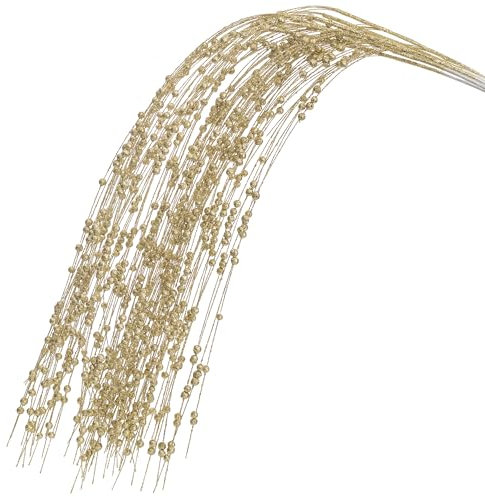 KI Store 8 Stück deko Zweig Weihnachten äste künstlicher weihnachtszweig 95cm mit Glitzer bastelzweige dekozweig Stem Mistelzweig für Weihnachts deko (Gold)