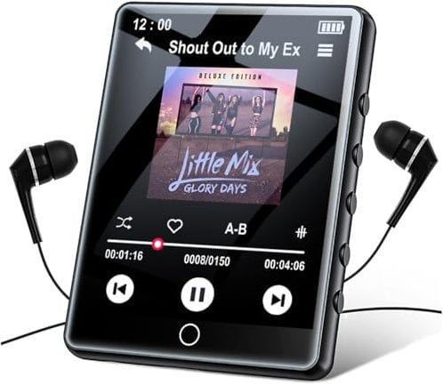 64GB MP3 Player Bluetooth 5.3, 2,8 Full Touchscreen Tragbarer Music MP3-Player für Kinder mit Lautsprecher Sprachaufzeichnung, FM Radio E-Book Kopfhörer Unterstützt 128GB Bluetooth MP3-Player