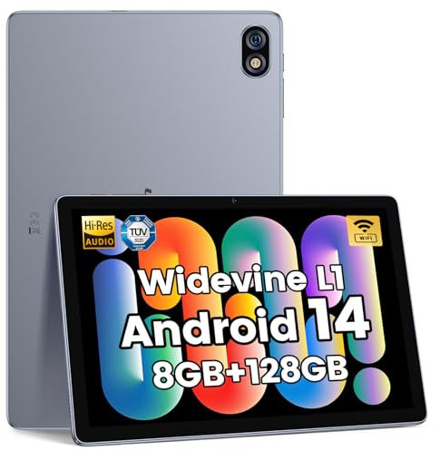 Ulefone Tab W10 Tablet 128GB 10.1 Zoll Android 14 2024, 8GB 2TB SD Octa-Core Prozessor 6600mAh 8MP+5MP Tablets PC 2.4G/5G Wlan/BT5/GPS/OTG Widevine L1 Split-Screen, WiFi-Version 2 Jahr Garantie