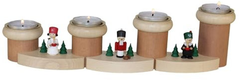 Adventsleuchter Engel Bergmann & Nussknacker 7-tlg mit Teelichter bunt BxH 32x8cm NEU Lichterkranz Leuchter Hängekranz Advent Kerzen Dekoration Seiffen Erzgebirge Holz Weihnachten Cherub Bote Gottes