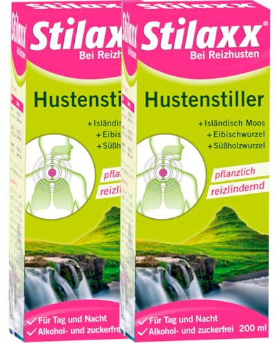 Stilaxx Hustenstiller 2x 200 ml - bei Reizhusten und trockenem Husten - reizlindernde Wirkung bei Hustenreiz - bei Tag & Nacht - ab 10 Jahren