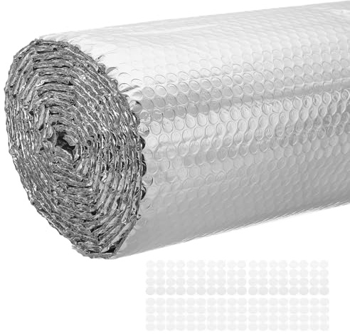 PATIKIL 15.7 x 15' Hoja de Aislamiento Reflectante de Burbujas Doble Cara con Aluminio y Barrera Térmica de Burbujas para Ventanas, Autocaravanas, Techo, Puerta de Garaje