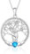 Collana Albero Della Vita Da Donna in Argento Sterling 925, Ciondolo Albero Della Vita Con Pietra Portafortuna per il Compleanno di Marzo, Idee Regalo per la Festa della Mamma, Gioielli in Acquamarina