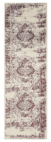 benuta Basic Teppich Suki - Creme/Rot 80x240 cm - Kunstfaser - Läufer & im Style: Vintage, Orient Style - Pflegeleicht für Wohnzimmer Schlafzimmer