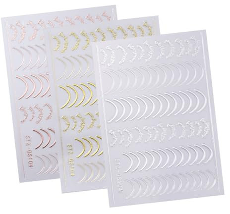 3 Sheets French Tip Line Nail Art Stickers with 3D Metal Stripes Letter Adhesive Decals Curved Gel Nail Art Line Manicure Decoration