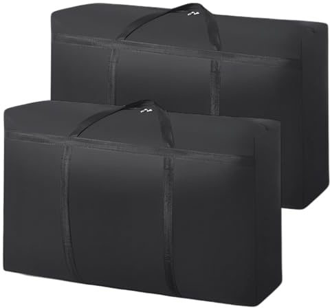 AKOLAFE 2 Pack 230L Extra Large Moving Bags Strong Packing Storage Bags with Zips 600D Oxford Clothes Storage Bag Storage Box for Clothes, Duvets, Bedding, Traveling（110x60x35 CM)