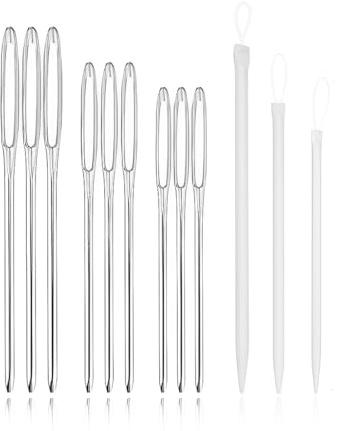 12 Piezas Agujas de Coser a Mano, Agujas de Ojo Grande, Agujas para Hilo, Para Zurcir a Mano Lana o Hilo, para Costura Tejer Crochet
