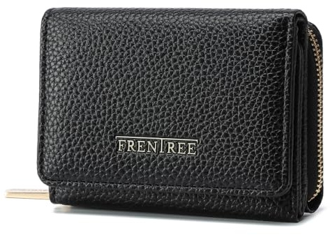 Frentree Geldbörse Damen Portemonnaie mit Reißverschluss, 8 Kartenfächer, Scheinfach, kompakte Brieftasche mit Dokumentenfach, elegant & alltagstauglich