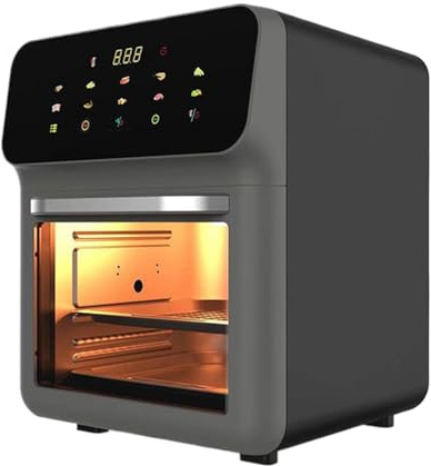 Tostapane Airfryer - Forno rotativo Aria Friggere Da Banco,Desideratore 2 Livelli 15L Familiare Con Finestra Di Visualizzazione Per Arrostire Cuocere Bistecca Pollo Pizza