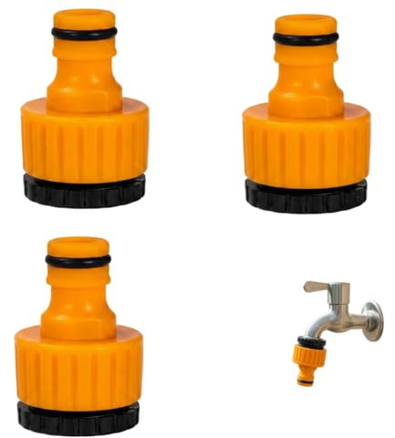 2 en 1 Raccord de Robinet 3 Pack,1/2” et 3/4” Adaptateurs de Robinet,Universel Raccord Tuyau D'arrosage,Connecteur de Robinet de Jardin,Set de Raccord de Tuyau pour l'Irrigation de Jardin (Jaune)