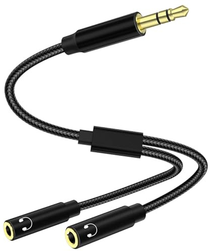 Headphone Splitter 3.5mm 1 Male to 2 Female 35cm Cable 1 Pack Horyue | Share Audio Easily Dual Earphone Output Using Gold Plated 3.5mm Aux Splitter Headphone Splitters 2 Way 35cm 1 Pack