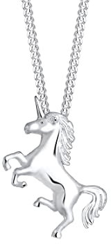 Elli Halskette Silber 925 Einhorn Pferd Anhänger Kette Damen Schmuck Geschenke für Frauen Mädchen Mama Freundin, Silberkette Länge 45 cm