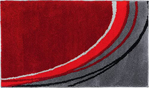 Erwin Müller Badematte Mykonos, Badteppich, Badvorleger rutschhemmend rot Größe 50x80 cm - kuscheliger Hochflor, für Fußbodenheizung geeignet (weitere Farben, Größen)