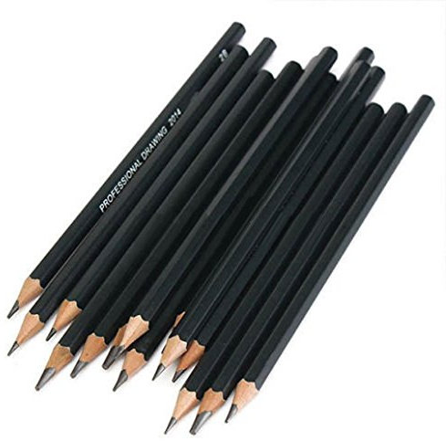 FOReverweihuajz Ausverkauf! 14 Stück Professional Art Sketch Bleistift Set (12b 10B 8B 7B 6B 5B 4B 3B 2B 1B HB 2H 4H 6h) Schüler zeichnen Malwerkzeug Set-schwarz